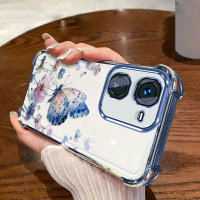 สำหรับ IQOO Z9X, Z8X, Z6X เคส TPU นุ่ม แบบชุบไฟฟ้า ดีไซน์ผีเสื้อ สวยงามที่ทั้งสี่มุม กันกระแทกสุดทน 