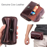 Genuine Cow Leather Waist Belt Phone Case Dual Pouch For Nokia 8,OPPO Reno 10x zoom F5 Youth F3 PLUS,For LG G8 ThinQ