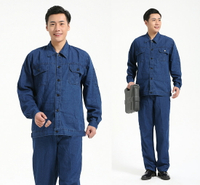 夏季薄款牛仔工作服長袖工作服套裝男電焊服勞保服電焊汽修工作服