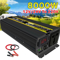 6000W Camping Inverter 8000W Large Power Inverter DC 24V 48V To AC220V Voltage Pure Sine Wave Inverter Converter Supply 12V 220V