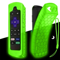 Glow in the dark premium silicone universal remote control cover with lanyard suitable for TCL Hisense Roku TV remote control