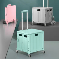 Outdoor Folding Shopping Cart, Picnic Trolley, Camping Trolley, Household Storage Organizer, Plastic Storage Box