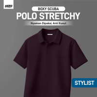 Aerostreet Max Kaos Polo Scuba Pria Maroon Polo Scubashirt Kerah Cowok Men Casual Tidak Mudah Kusut 