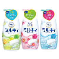 日本牛乳石鹼 COW 牛乳精華沐浴乳550ml 柚子果香/玫瑰花香/清新皂香