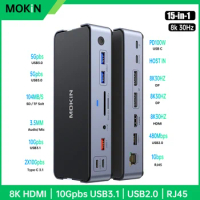 MOKiN USB C Docking Station 4K HDMI,USB3.1,DP,Ethernet,SD&amp;TF,Audio,100W PD Adapter for MacBook/Dell/HP/Lenovo usb to hub 10Gbps
