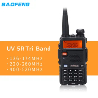 Baofeng UV-5R-3B 5W Tri-Band Amateur Walkie Talkie Transceiver136-174&amp;220-260&amp;400-520MHz Dual Display Upgraded UV5R Ham Intercom