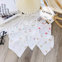 (sét 5 yếm) sợi tre peptit cho bé 0 đến 1 tuổi có 2 khuy bấm điều chỉnh dễ dàng giữ ấm và giúp áo bé