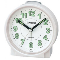 CASIO桌上圓型指針款鬧鐘(TQ-228-7)-白x白面