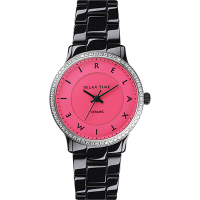 Relax Time 迷你馬卡龍晶鑽陶瓷腕錶-粉紅x黑/30mm