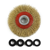 Wire Brush Wheel 125mm Round Brass Plated Steel Wire Brush Wheel Copper Plated Stainless Steel Brush For Bench Grinder Tool Part