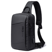 leaper 時尚休閒USB充電單肩包胸包 黑色