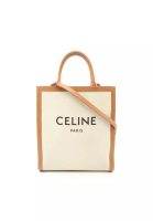 CELINE 二奢 Pre-loved Celine Small Vertical Hippopotamus Handbag tote bag canvas leather off white light brown 2WAY