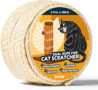 Natural Sisal Rope for Cat Scratcher 1/4 Inch by 50 Feet Cat Tree Rope T for Cat Scratching Post Rep