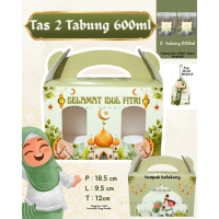 gable box ramadhan tas toples 2 tabung 600ml tas jinjing ivory 350gsm