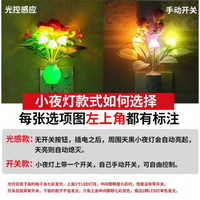 光控/帶開關LED節能燈插電小夜燈床頭壁燈插座燈座插頭夜光喂奶燈