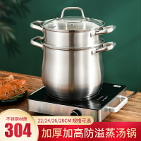 304不銹鋼高湯鍋家用加厚特大容量蒸煮燉鍋電磁爐煤氣灶專用鍋具