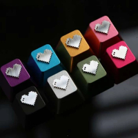 ECHOME Metal Keycap Custom Love Pixels Aluminum Keyboard Caps Original Gaming Pink Cherry Key Caps for Mechanical Keyboard Gifts