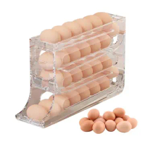 Sliding Egg Storage Container Convenient Automatic Rolling Holder Storage Box Fridge Kitchen Space Saver with Shockproof Design