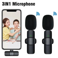 K9 Professional Microphone Wireless Lavalier Microphone for Android Type C iPhone Live Broadcast Gaming Recording Interview Vlog