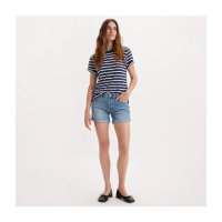 【LEVIS 官方旗艦】女款 501中腰排釦牛仔短褲 / 固定式上捲褲管 / 精工輕藍染水洗 熱賣單品 29961-0035