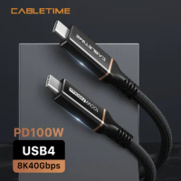 Cabletime USB C Cable PD 100W 8K 60 HZ USB 4 Cable Certified Type C cable Compatible with Macbook Pro Thunderbolt 4 N102