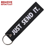 1 PC Motorcycle Keychain Jewelry Embroidery JUST SEND IT Black Car Key Ring Chain for Women Gifts Luggage Tags Pink Key Chains