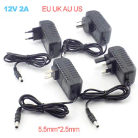 AC DC Adaptor 12V 2A 2000ma Adapter Power Supply EU UK AU US Plug Wall Charger For LED Strip Light Lamp 5.5mm*2.5mm M20