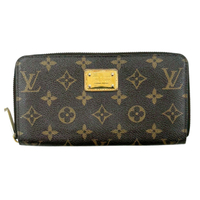 【二手名牌BRAND OFF】LOUIS VUITTON LV 路易威登 棕色 原花 帆布 拉鍊 長夾 M66570