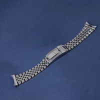 Rolamy 22mm Sier Jubilee Watch Band for Orient Neo 70s Solar Panda with Solid Screw k Strap and Oyst