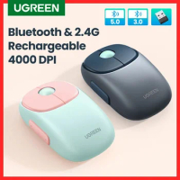 UGREEN Wireless Mouse Bluetooth 5.0 3.0 2.4G Rechargeable Mouse 4000 DPI Charging Bluetooth Mouse For MacBook iPad Tablet Laptop