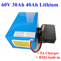 60V 1000W 2000W 3000W 30AH 40AH lithium ion eBike Battery Pack Electric Bicycle Scooter Battery +5A Charger