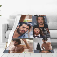 Can Yaman Flannel Blanket Quality Soft Warm Actor Photo Throw Blanket Autumn Picnic Bedroom Novelty Bedspread
