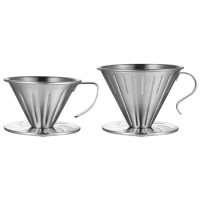 Coffee Dripper Stainless Steel V-Shape Dripper Coffee Funnel Hand Brewed Coffee Filter Pour Over Coffee Brewing Cup T5EF