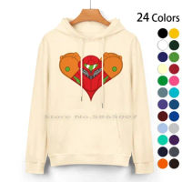 Samus Heart Pure Cotton Hoodie Sweater 24 Colors Samus Aran Super Metroid Metroid Prime Smash Bros St Valentine Heart Love