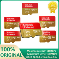 SanDisk V30 Micro SD Card Memory Card Extreme 128GB 64GB 256GB 512GB 1T SDXC A2 U3 V30 4K TF for Camera Steam Deck Switch Ally