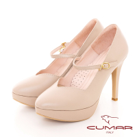 【CUMAR】厚底防水台瑪莉珍高跟鞋-奶茶色