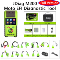 JDiag M200 Full Sets EFI Motorcycle Diagnostic OBD2 Code Scanner 12V 24V Battery Cranking Charging Tester 3.2 Inch Color Screen