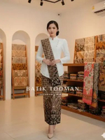 (DIJUAL TERPISAH) KAWUNG BALI BLACK NUDE Rok Batik Span Instan + Selendang Skirt Bahan Katun Resleti