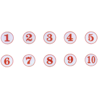 A2 3cm壓克力數字圓貼牌/黏牌/標示牌/桌牌 白底紅字 1~99