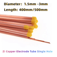 20-100pcs Copper Electrode Tube Single Hole Length 400/500mm Diameter 1.5-3mm for EDM Drilling Machine