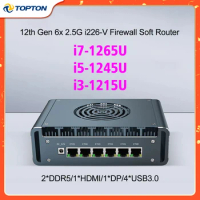 6x2.5G 12th Gen i7 1265U Firewall Mini PC intel i226-V i5 1245U 2xDDR5 NVMe Proxmox pfSense Router Computer Soft Mini Host