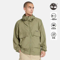 【Timberland】男款灰綠色抗UV防風連帽外套|A41VF590-L