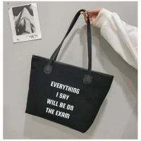 Every I Say Will Be On The Exam Funny Printed Canvas Tote Bag Shoulder Book Bag Teacher Student Tote Bag