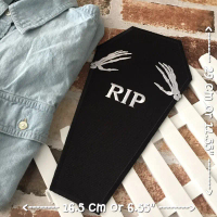 โลงศพ RIP ตัวรีดติดเสื้อ อาร์มรีด อาร์มปัก ตกแต่งเสื้อผ้า หมวก กระเป๋า แจ๊คเก็ตยีนส์ Embroidered Iro