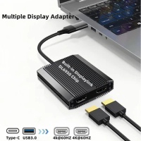 Nku USB 3.0/USB-C to Dual 4K UHD Display Adapter 2 Monitor Extender Built-in DisplayLink DL6950 Chip Compatible with Windows Mac