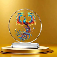 全城熱賣 - 大鵬展翅水晶擺件公司大展宏圖桌面擺臺吉祥開業喬遷禮品工藝品鳳凰【特大號】水晶底座款高32*30cm直徑