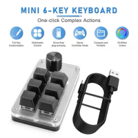 6 Key 1 Knob Programming Macro Custom Knob Keyboard Bluetooth-Compatible/Wired RGB Photoshop Gaming Keypad for Macbook PC Laptop