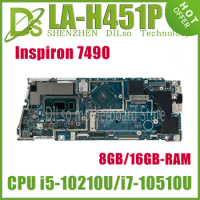 KEFU LA-H451P Mainboard For Dell Inspiron 7490 7000 Laptop Motherboard With i5-10210U i7-10510U CPU 8GB/16GB-RAM N17S-G2-A1-V2G