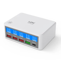 ILEPO Multi USB Charger PD 20W QC 3.0 Quick Charging Charger 65W Fast USB C Charger for iPhone Samsung OPPO Vivo Phone HUB
