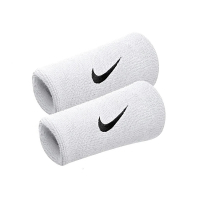 Nike 護腕 Swoosh Doublewide Wristbands 白 黑 棉質 吸汗 運動 訓練 護具 NNN0510-1OS